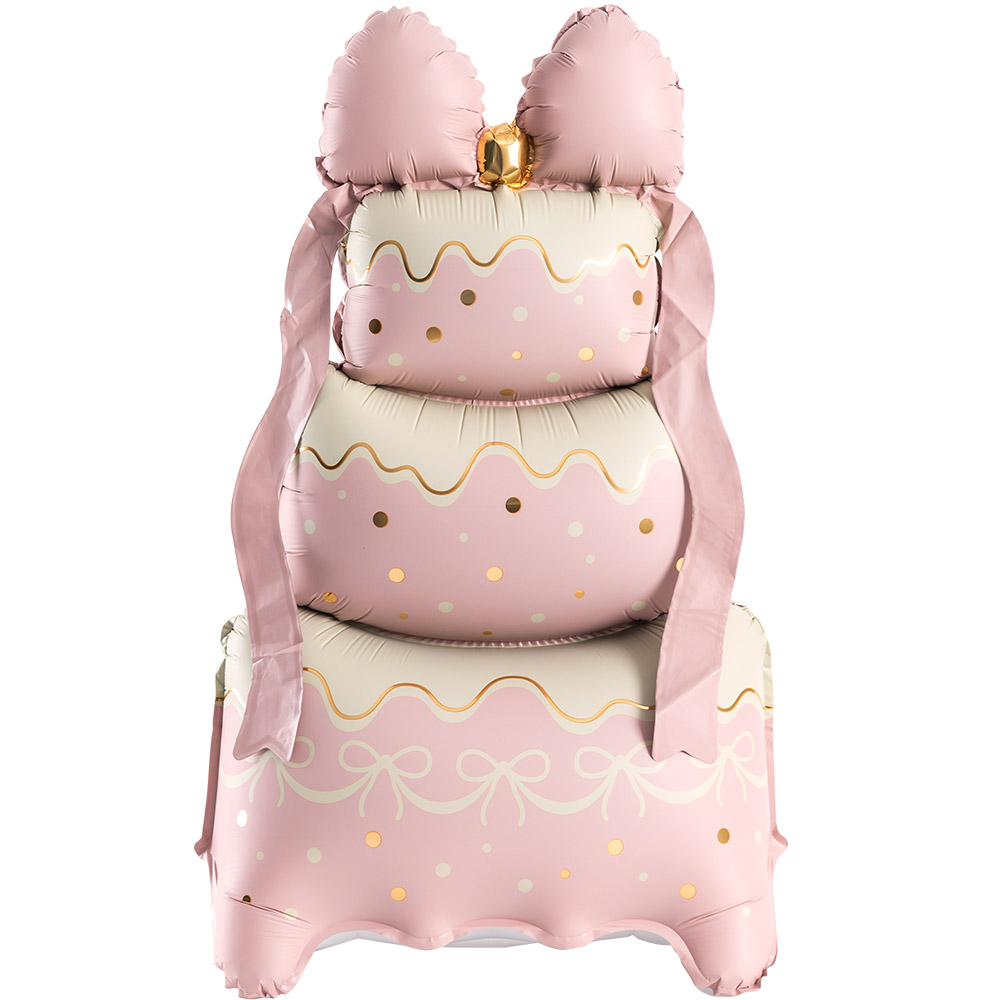 은박 스탠딩에어벌룬 마카롱생일케익 핑크 37*63cm [10장한팩]